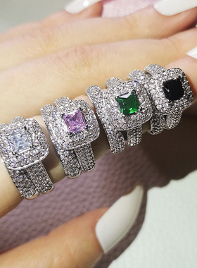 Moonso Trendy Luxury 925 Sterling Silver Wedding Ring Set