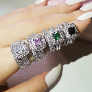 Moonso Trendy Luxury 925 Sterling Silver Wedding Ring Set