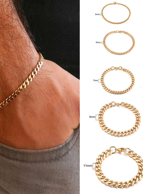 NEWMen's Bracelet Curb Cuban Link Chain Stainless Steel Mens