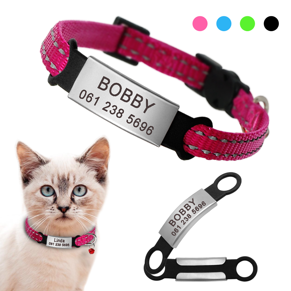 Nylon Cat Collar Personalized Pet Collars With Name ID Tag