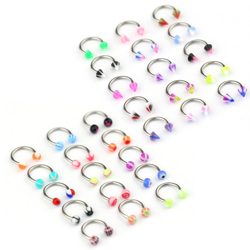 10pcs/set Colorful Acrylic Nose Rings Ear Piercing Circular