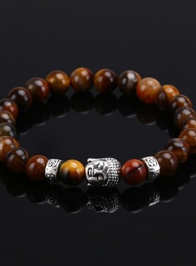 Tiger Eye Lava Stone Bead Buddha Bracelet Jewelry Yoga Pray