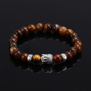Tiger Eye Lava Stone Bead Buddha Bracelet Jewelry Yoga Pray