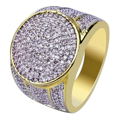 Iced Out Rings Men Women Metal Big Stone Geometric Square