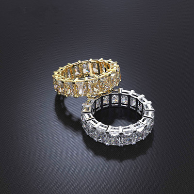 Luxury Eternity Promise ring  Sterling silver Princess cut