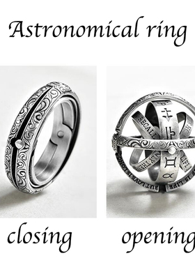 Silver Astronomical Ring for men women metal ball Creative