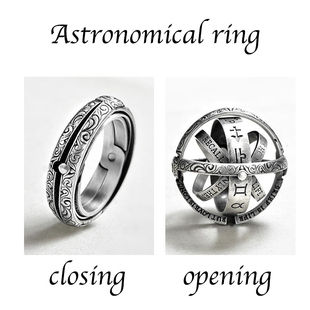 Silver Astronomical Ring for men women metal ball Creative