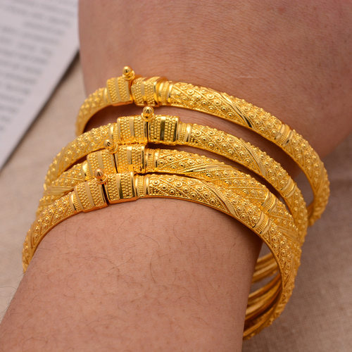24K Bangles 4Pcs/Lot Bracelet Ethiopian Gold Color Bangles