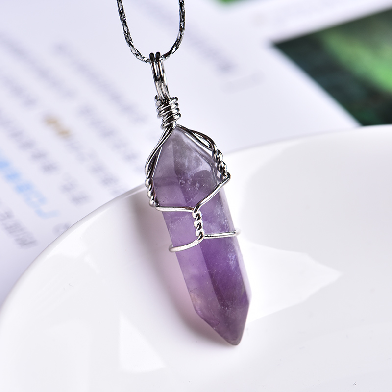 1PC Natural Crystal Rose Quartz Amethyst Pendant Magic Repa