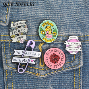 QIHE JEWELRY Quote Pins Collection Feminist Girl Power Kind