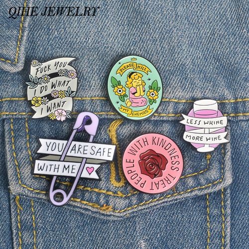 QIHE JEWELRY Quote Pins Collection Feminist Girl Power Kind