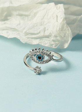 Eyes open zircon female ring Fashion opening simple eye ring