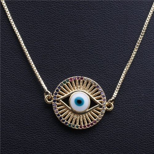2021 New Design Bohemian Enamel Evil Eye Heart Pendant Neck