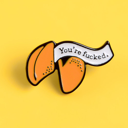 2021Funny You're fxxxxd Lucky Fortune Cookie Brooches Orange