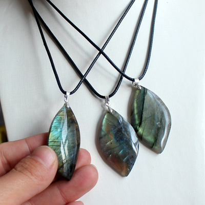 Natural Irregular Labradorite crystal pendant Necklace Moon
