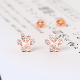 2021 New Cat Paw 925 Sterling Silver Stud Earrings For Women
