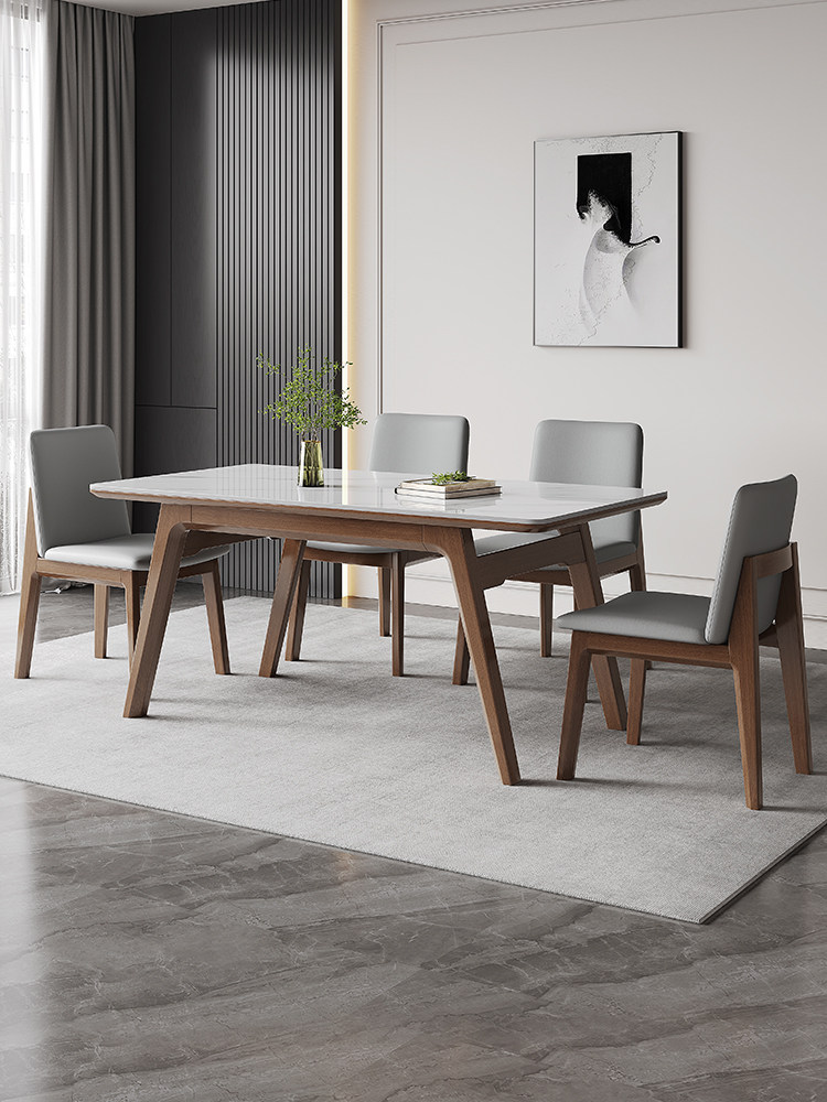 华庭鑫岩板餐桌家用小户型实木吃饭桌子现代简约长方形餐桌椅组合,住宅家具,岩板餐桌,淘宝优惠券,粉丝福利购,淘宝优惠卷