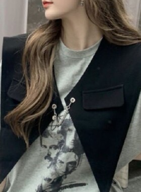 海军风西装领子外搭v领假领子
