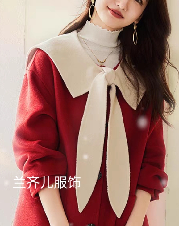 外搭兔耳朵披肩假领子女百搭毛呢装饰衣领大衣假领子