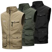 多功能休闲立领多袋工装 马甲男士 户外 春夏秋季 {跨境国内皆可}新款