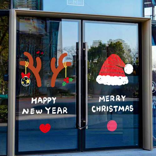 圣诞帽驯鹿角静电贴画