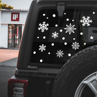 白色雪花车贴车身后挡风玻璃汽车贴纸防水遮挡划痕刮痕自带背胶贴