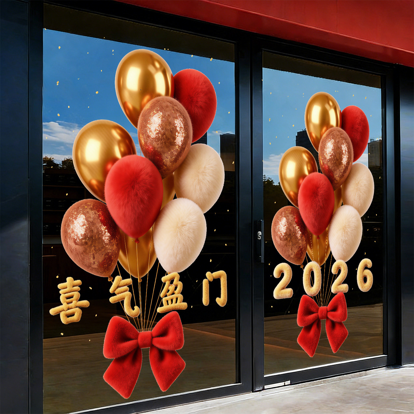 马年开门红职场布置玻璃门贴纸2026新年装饰窗贴过年窗花气球贴画,家居饰品,软装墙贴,淘宝优惠券,粉丝福利购,淘宝优惠卷