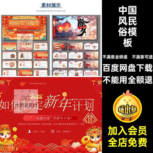 2025蛇年中国风传统民俗介绍节日年终总结汇报新年计划ppt模板