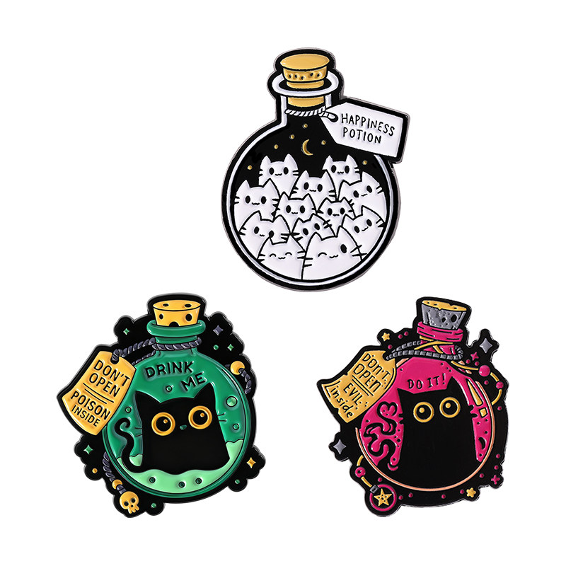 thumbnail for Hot-Selling Magic Jar Cat Creative Brooch Cartoon Cute Jar Cat Badge Metal Badge Gift Accessory