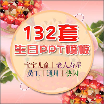 生日ppt模板 员工聚会老人快乐祝寿儿童宝宝百日电子相册制作