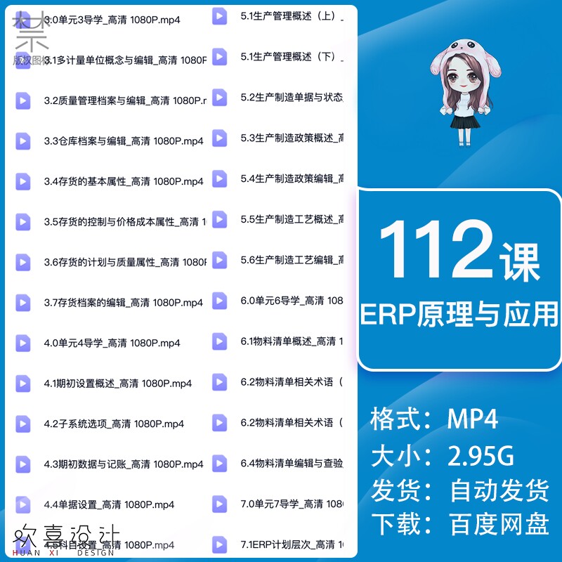 ERP应用入门系统管理生产计划物流控制视频课mp4仓库档案管理编辑