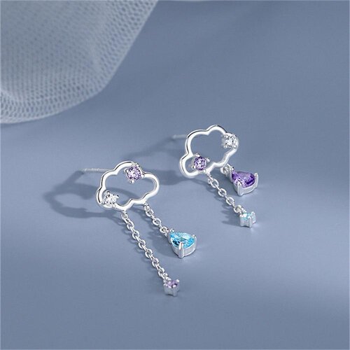Korean Fashion Charm Asymmetric Cloud Rain Earrings for