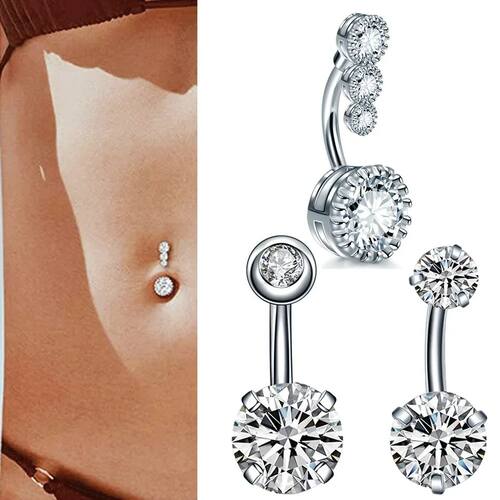 1PC Stainless Steel Belly Button Rings Crystal Piercing
