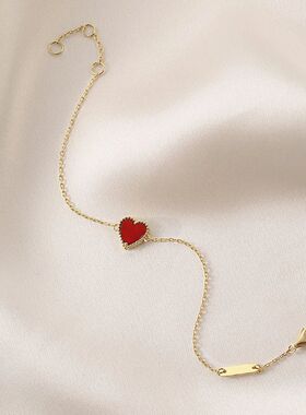 Sterling Silver Heart-shaped Agate Bracelet Women's Summer