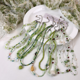 Summer Green Necklace Handmade Beaded Clavicle Chain Choker