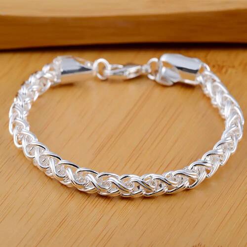 retro twisting circle chain Sterling Silver  Bracelet for