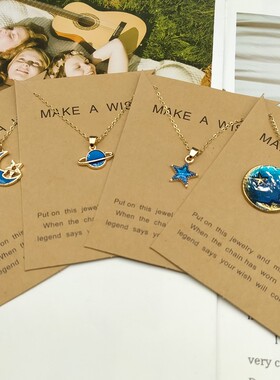 New Fashion Choker Necklace Enamel Star Moon Planet Pendant