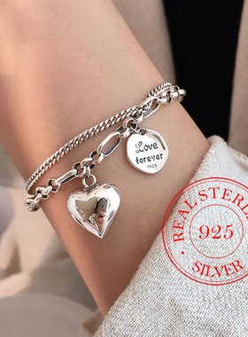 Elegant 925 Sterling Silver Love Letter Heart Double Layer