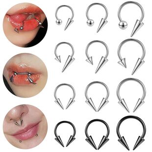 16G Cone Septum Ring Stainless Steel Horseshoe Nose