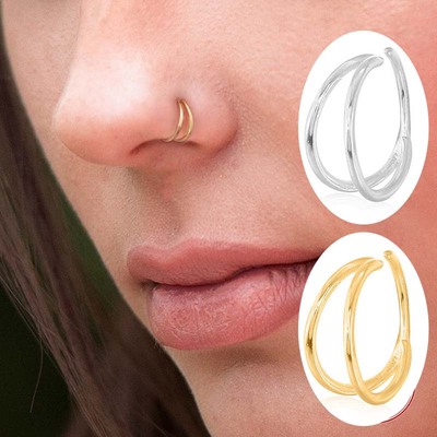 HelloLook Mini Double Circle Nose Ring 925 Sterling Silver