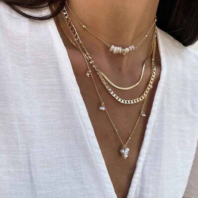 Pearl Elegant Vintage Multilayer Snake Chain Chokers