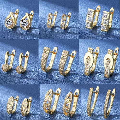 Hot Sale Silver Women Hoop Earrings Sparkling Pave CZ U