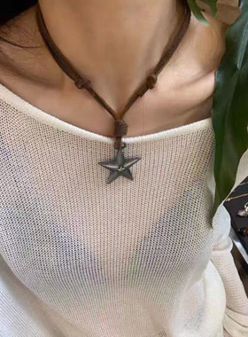 2023 Star Pendant Punk Necklace for Women Egirl Korean Fashi