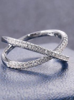 Huitan Luxury Cross X Shape Women Engagement Ring Full