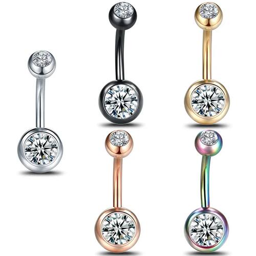 1PC Rhinestone Piercing Navel 14G Stainless Steel Belly