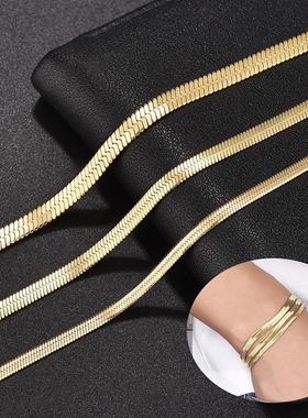 3/4/5mm Gold Plated Stainless Steel Flat Bracelet
