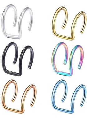 1pc Women Lips Rings Medical Titanium Steel Fake Nose Ring