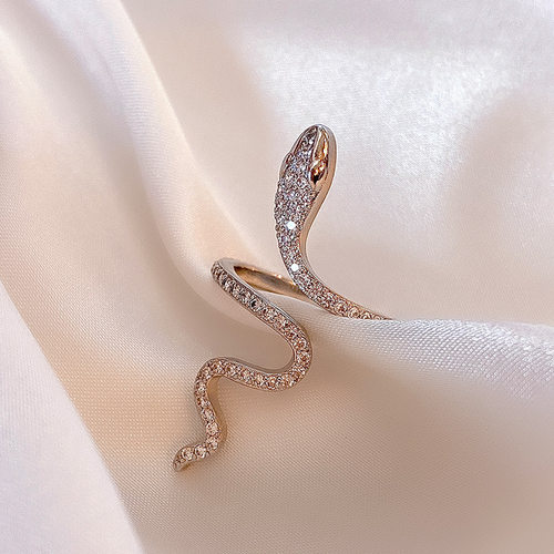 Cobra Snake Rings for Women Fashion Adjustable Silver
