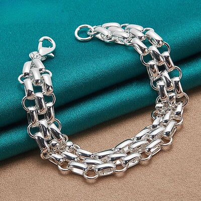 Circle Silver Color Plated Bracelet Chain For Women Fashion
