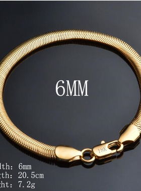 925 sterling Silver 18K gold 6MM soft snake bone Chain